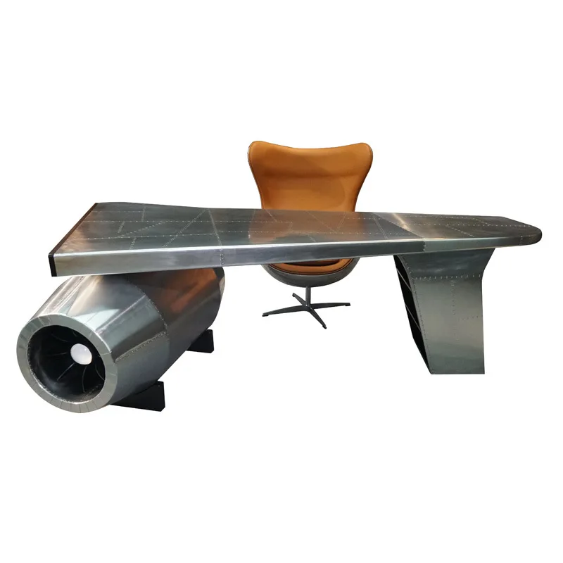 Airplane Wing Desk Table Aluminium Rivets Cover Aviation Spitfire Vintage Industrial Office Desk