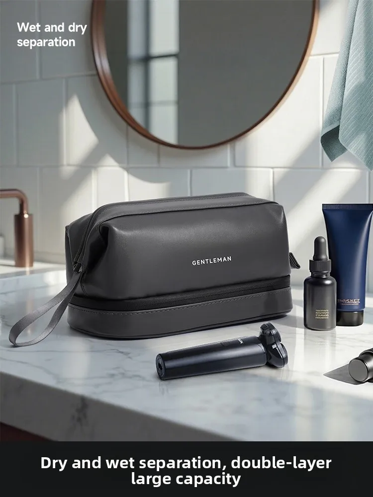 

Портативная мужская дорожная косметичка, водонепроницаемая косметичка, набор для ухода за кожей, сумка для хранения ванны, сумка для сухого и влажного разделения Liomirror