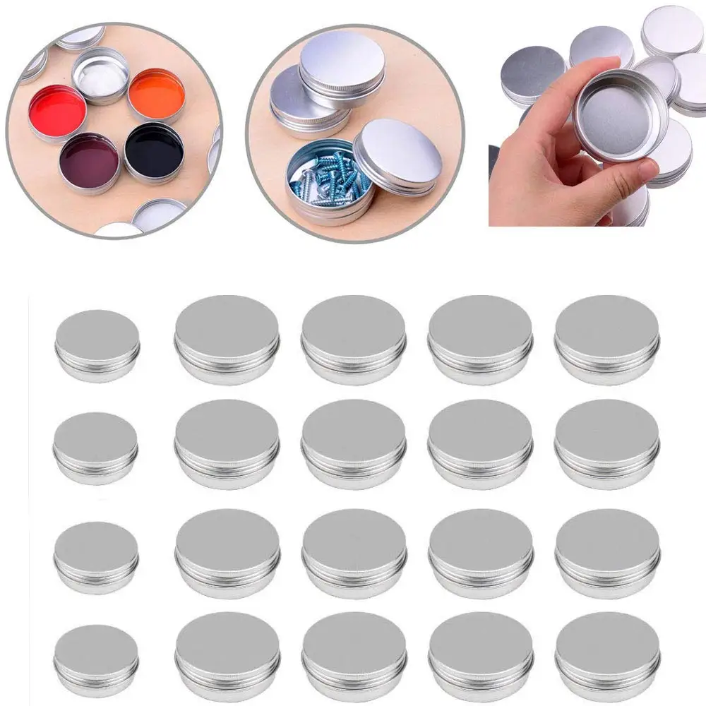 

200PCS 5g 10g 15g Aluminum Storage Box Can Jar Container Screw Top Lid for DIY Salves Box Candles Spices Balms Skin Care Samples