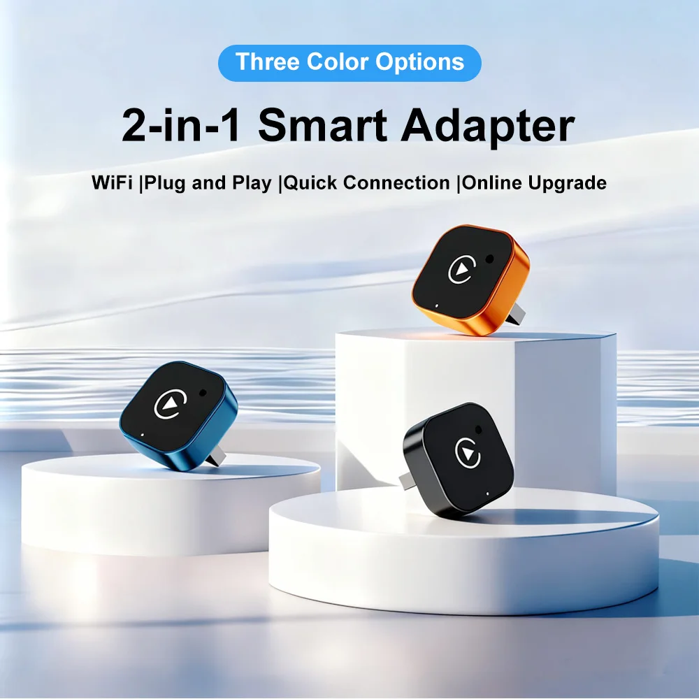 Wireless CarPlay Adapter 2-in-1 mini Wired to Wireless Dongle for Apple & Android Plug and Play Universal Car Acces Car Systems
