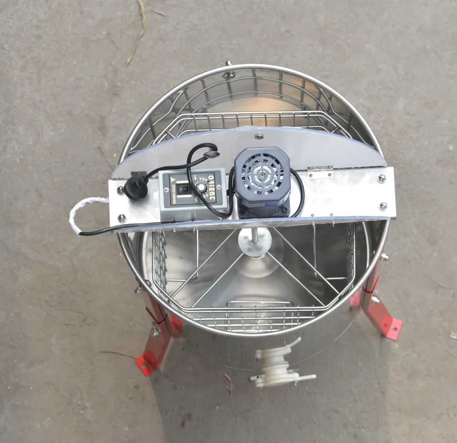 آلة استخراج العسل الكهربائية لتربية النحل 4 إطارات فاصل العسل سبينر محرك الطرد المركزي الأساسية حالة جديدة #3