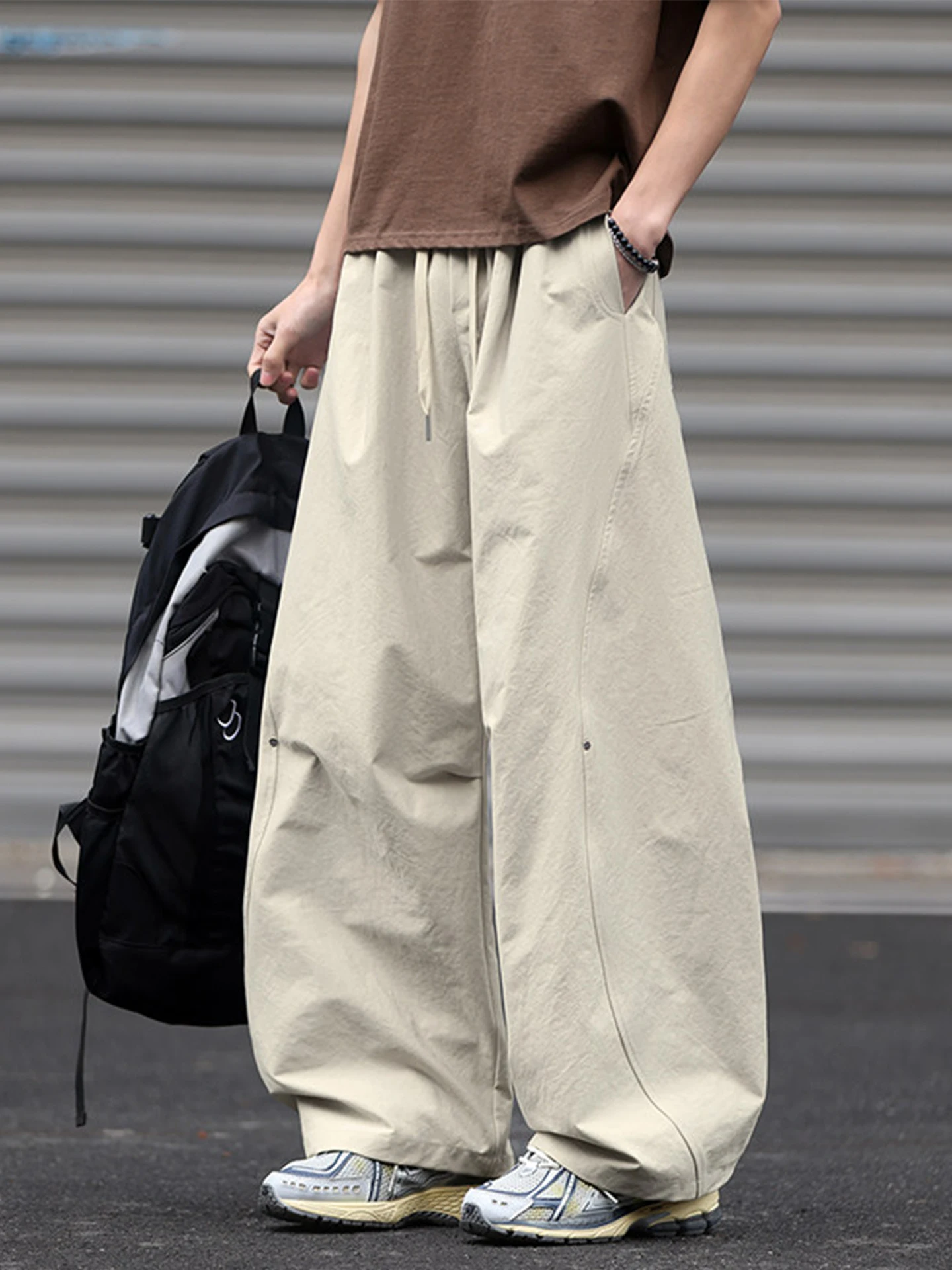 American Style Knife  Wide Leg Thin Workwear Pants Men's Spring Summer Loose Fit Large Size Casual Trousers Trendy