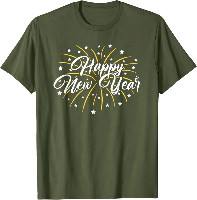 Happy New Year Tee Unisex T-shirt for Unisex Fashion Printed T-Shirt Short Sleeve Cotton Top Casual Women Men Shirt Adult Tees