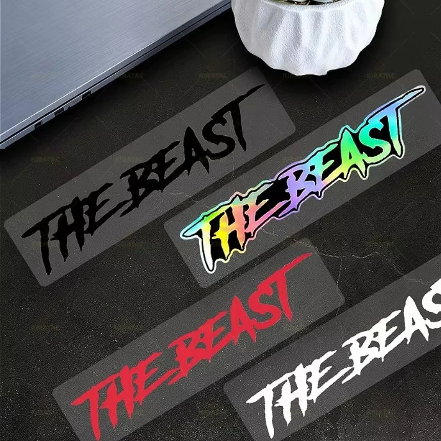 The Beast Text Sticker 2Pcs Waterproof PVC Vinyl Decal Set Self Adhesive Car Motorcycle Helmet Bumper Window Laptop Truck