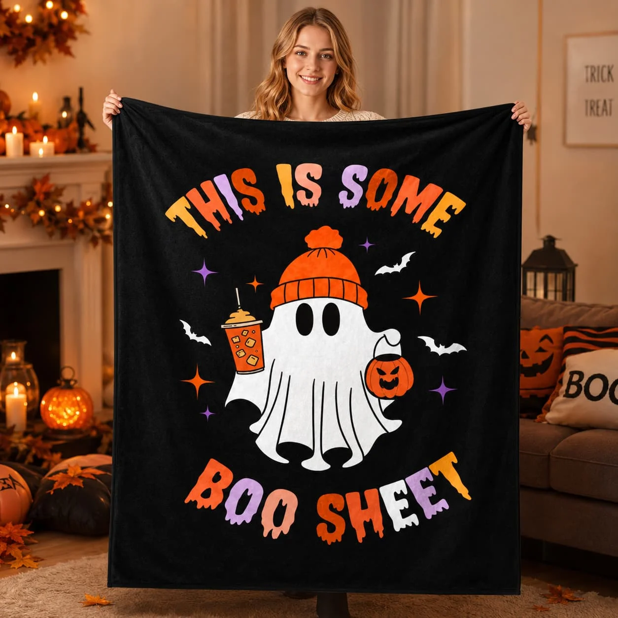 Halloween Blanket, Spooky Season Ghost Blanket, This is Some Boo Sheet, All Decor, Best Gift For Halloween Lovers