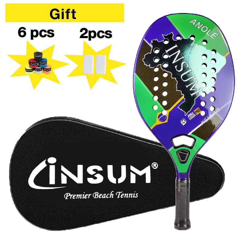 Carbon Lightweight Beach Tennis Racket, Anole Kevlar Carbon, 22mm EVA Soft for Advanced Players