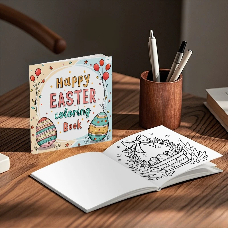 Happy Easter Coloring Book Colorful Egg Balloon Spring Kids Stress Relief Drawing Book