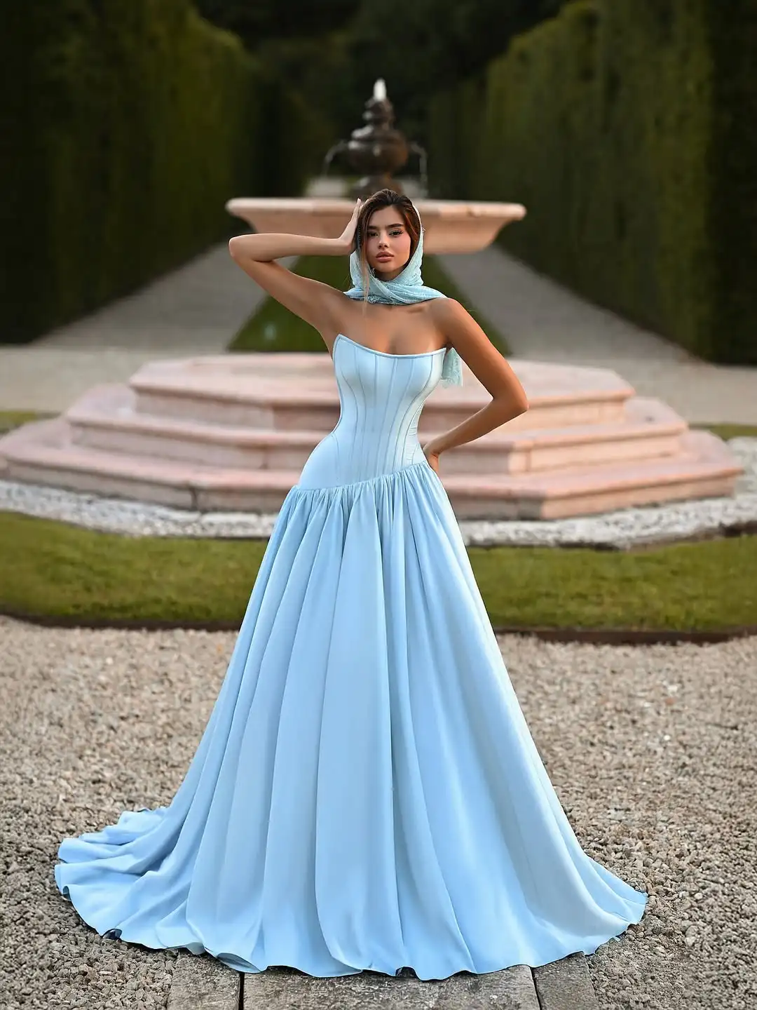 

New Arrival Design Sexy Sweetheart Fishbone Ruffles Ball Evening Dress A Line Elegant Prom Wedding Formal Party Dress