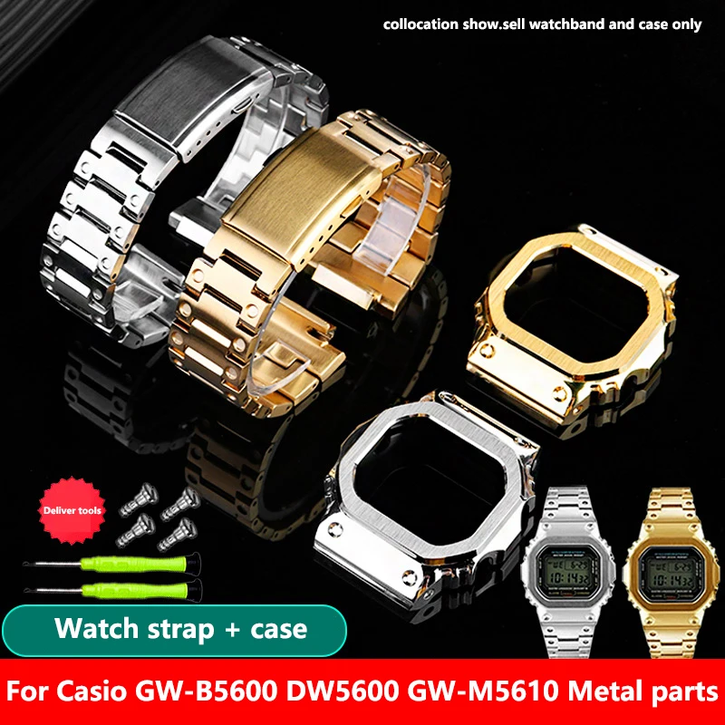 For Casio G-SHOCK DW5600 GW-B5600 GWM-5610 Change Refined steel metal stainless steel Watch strap Case Watchband Men's Border