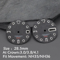 28.5mm Men's Watch Dial For Japan 7s26 NH36 Fit SKX007 SKX009 6105 SRPD Tuna Monster Turtle Watch Case Watch Repair Tool Parts