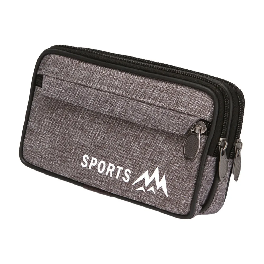 New Canvas Phone Waist Bag 6.5inch Multiple Layers Phone Belt Clip Bag Universal Modern Phone Case Men's