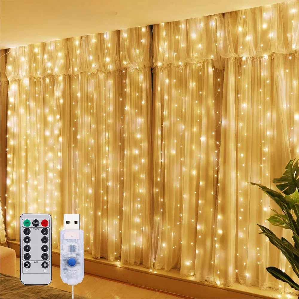 Christmas Lights Curtain Festoon Merry Christmas Decor For Home Christmas 2024 Ornaments Xmas Gifts Navidad 2025 Happy New Year