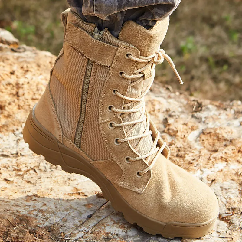 Lightweight Waterproof Non-Slip Wear-Resistant Spring Autumn Outdoor Sports Battle Boots High-Top Tactical Shoes for Hiking And