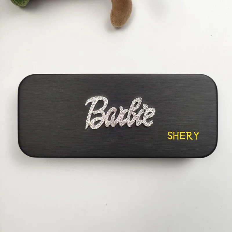 مطعمة حجر الراين الحب نمط المرأة المحمولة الصلب حافظة نظارات الصلب الجلود نظارات القراءة صندوق حامل مشهد