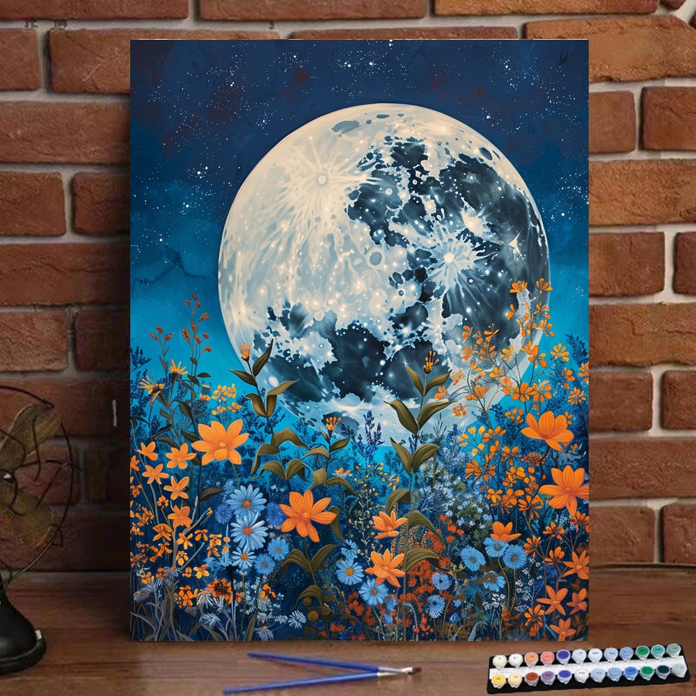 Digital painting huge moon art culture digital painting handmade adult children gift wall decoration D