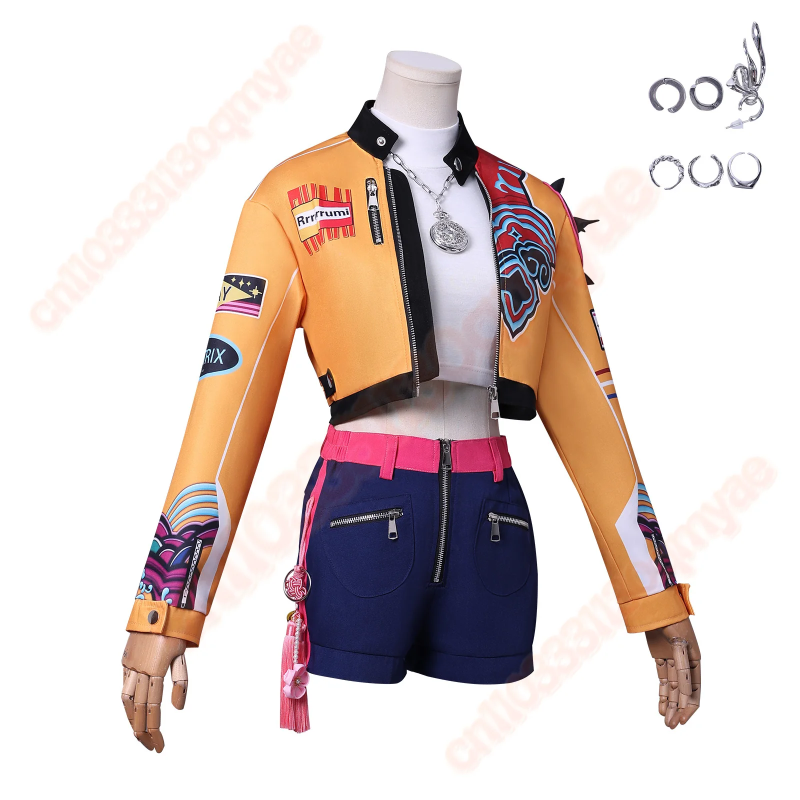 어린이 성인 루미 자켓 코트 악마 헌터 의상 롤 플레잉 소녀 여성 무대 공연 의류 할로윈 코스프레 슈트 미라