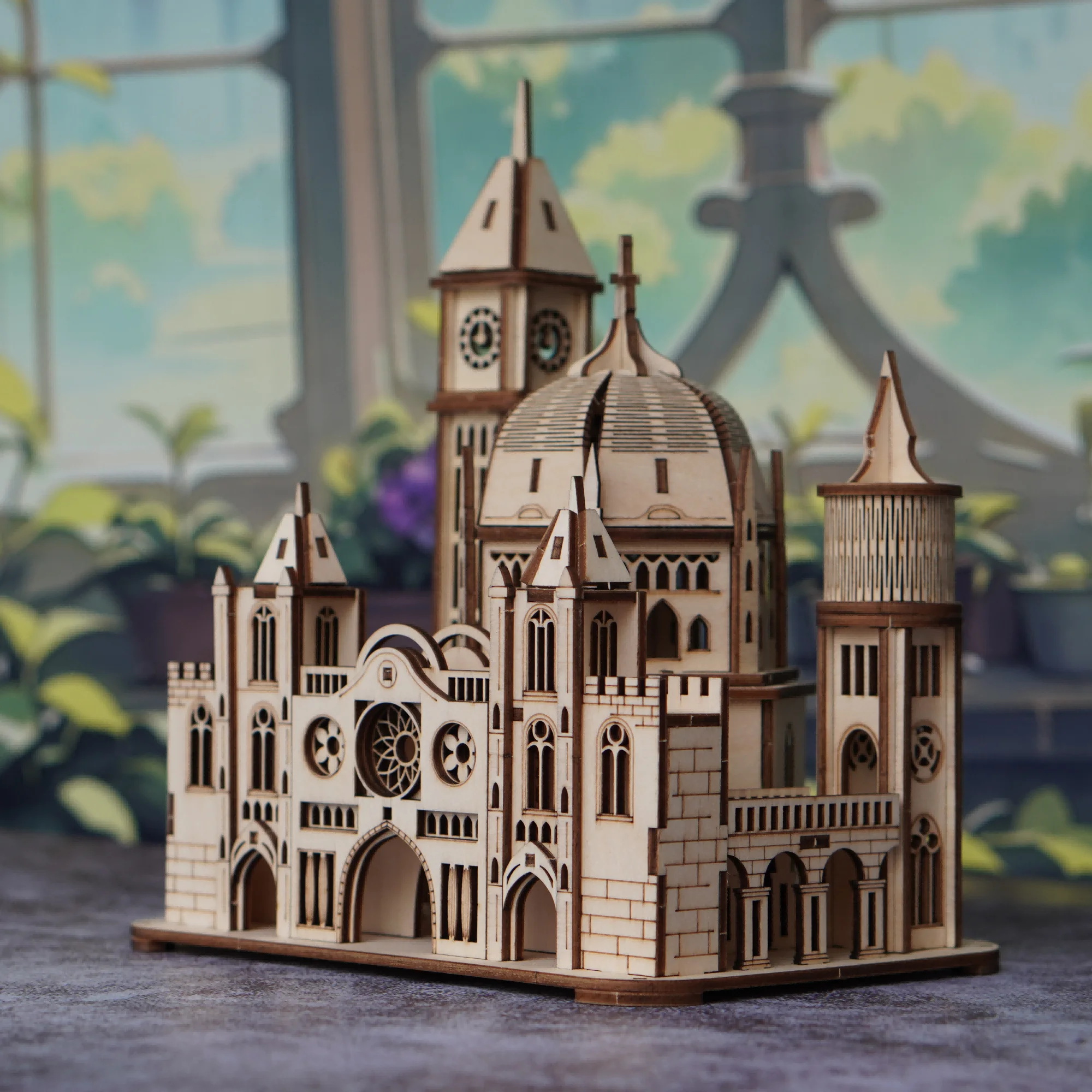 نموذج قلعة ألغاز خشبية ثلاثية الأبعاد، مجموعة منزل بناء على الطراز الأوروبي، نموذج فيلا القلعة، هدية لعبة ذاتية الصنع #4
