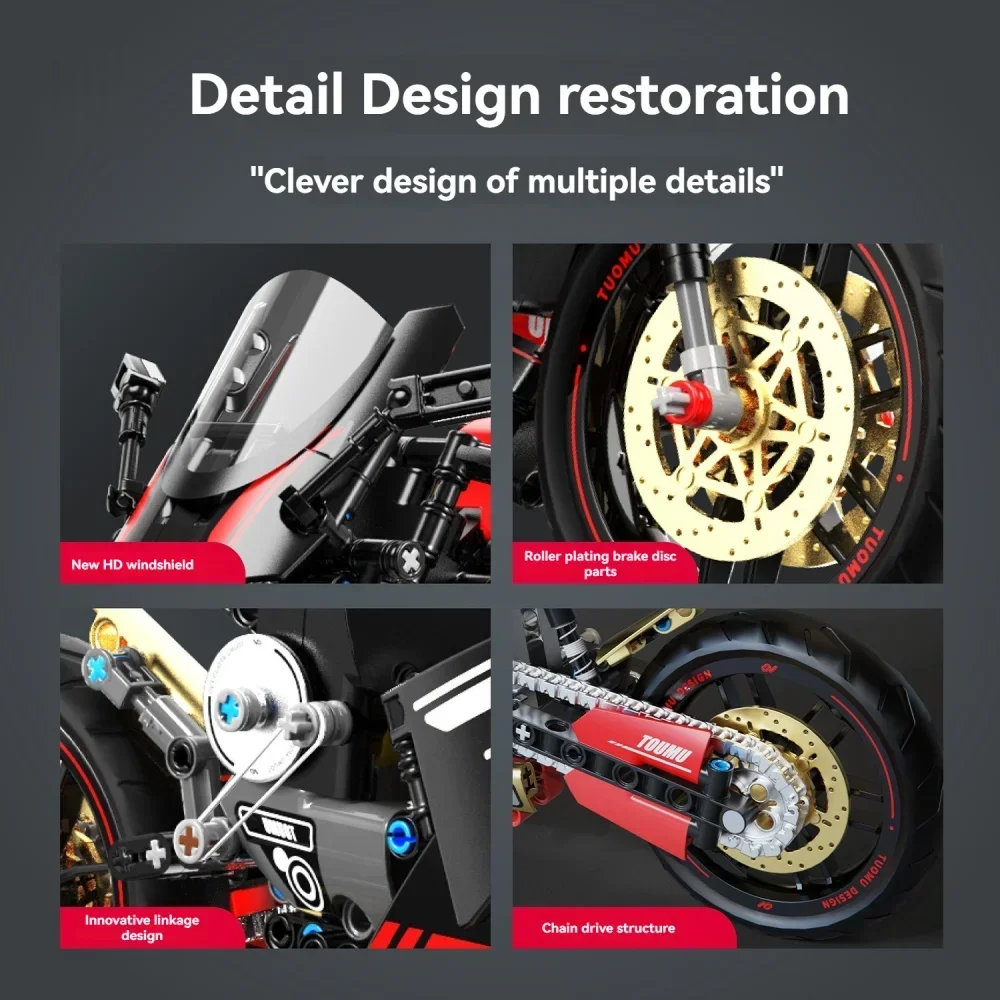 Technische motorfiets bouwstenen model racemotor bakstenen DIY bakstenen model kit voor kinderen volwassenen STEM educatief cadeau