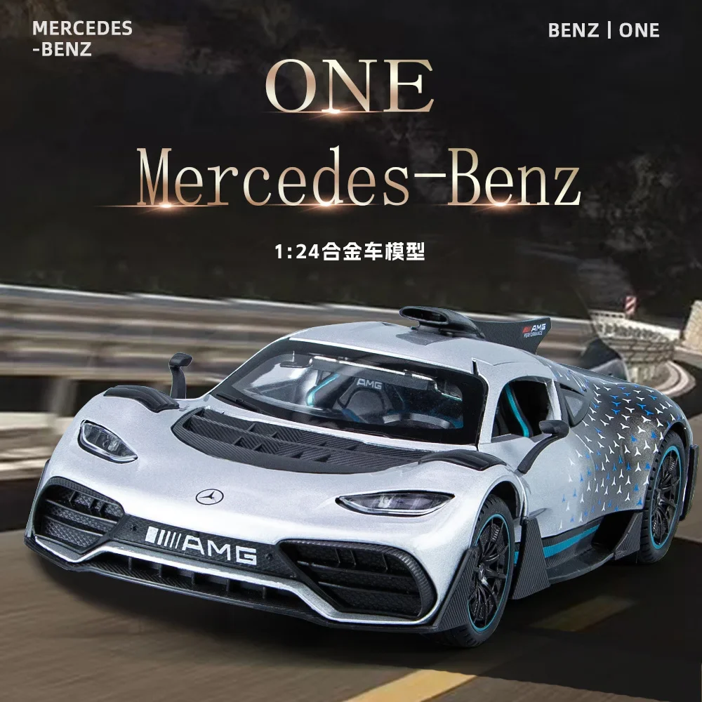 1:24 Mercedes Benz ONE Sports car Simulation Diecast Metal Alloy Model car Sound Light Pull Back Collection Kids Toy Gifts A548