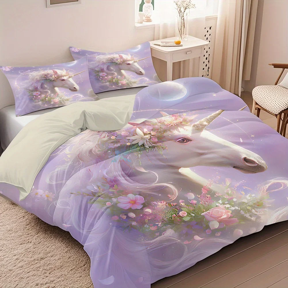 

Комплект одеял с принтом Dreamy Purple Unicorn из 3 предметов — в комплект входит 1 пододеяльник и 2 наволочки (без наполнителя)