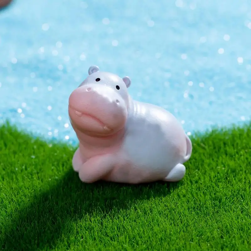 

Cartoon hippo Model Figurine cute Hippopotamus Statue Dashboard Ornament MiniAnimal Art Crafts Home Decoration