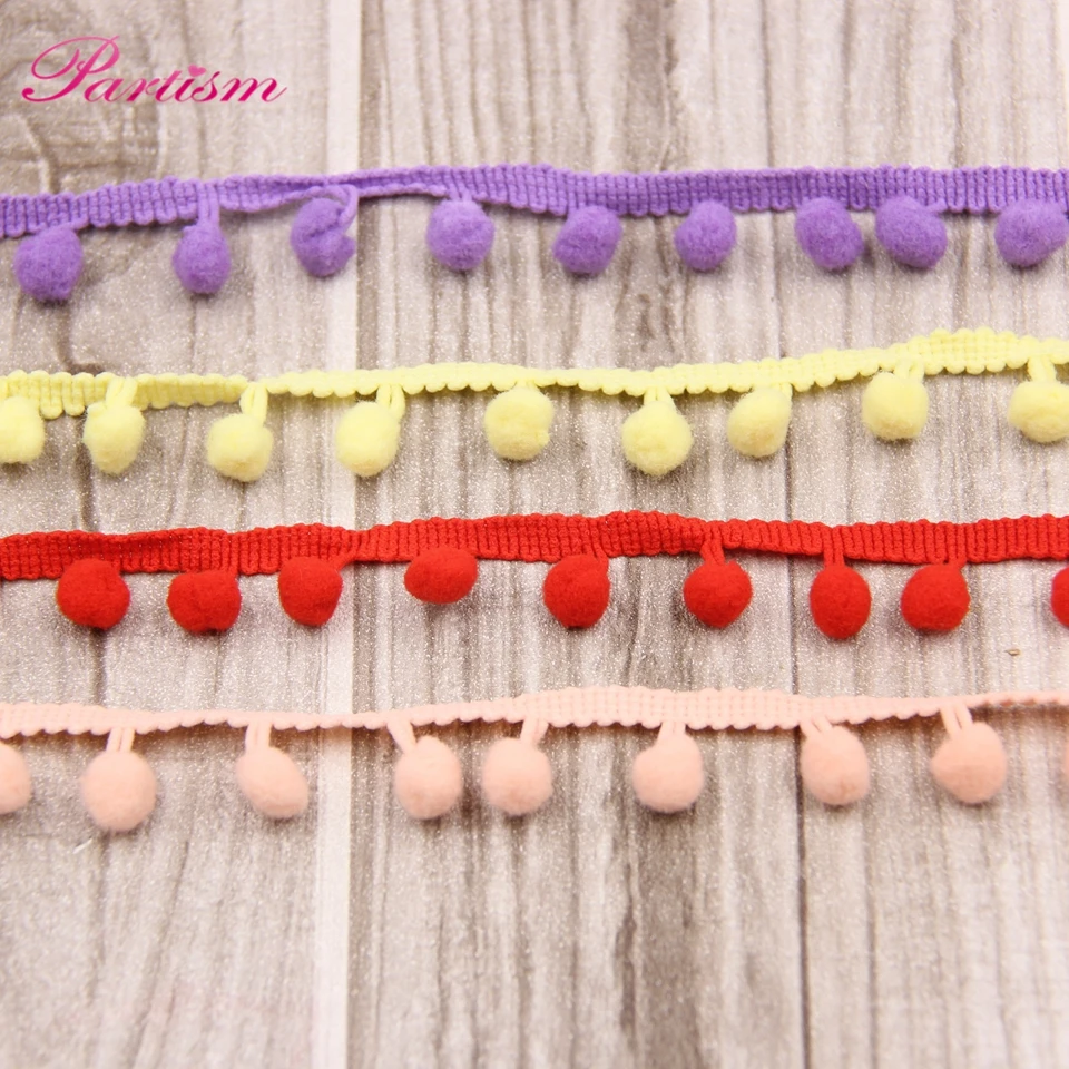 5Yards/Lot  Hot Sale 10MM Pom Pom Trim Ball Fringe Ribbon DIY Sewing Accessory Lace 17 Colors  For Home Party  Decoration