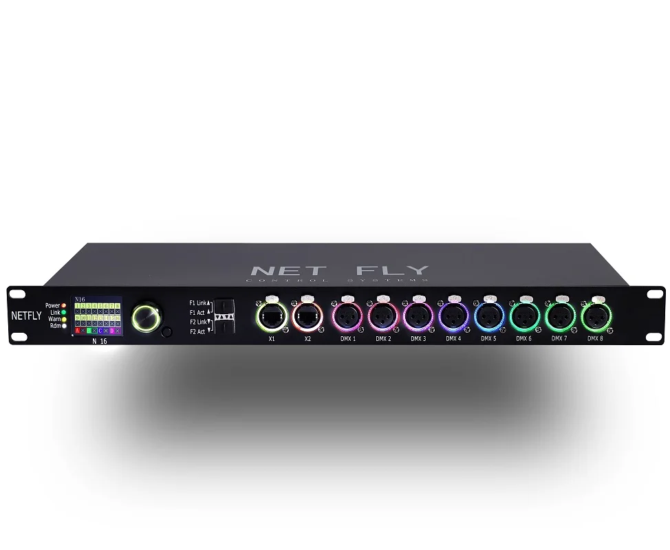 16 Port DMX512 Controller Isolated DMX Merger Support Gigabit Fiber Ethernet DMX Control System with Web Server for Stage Lights
