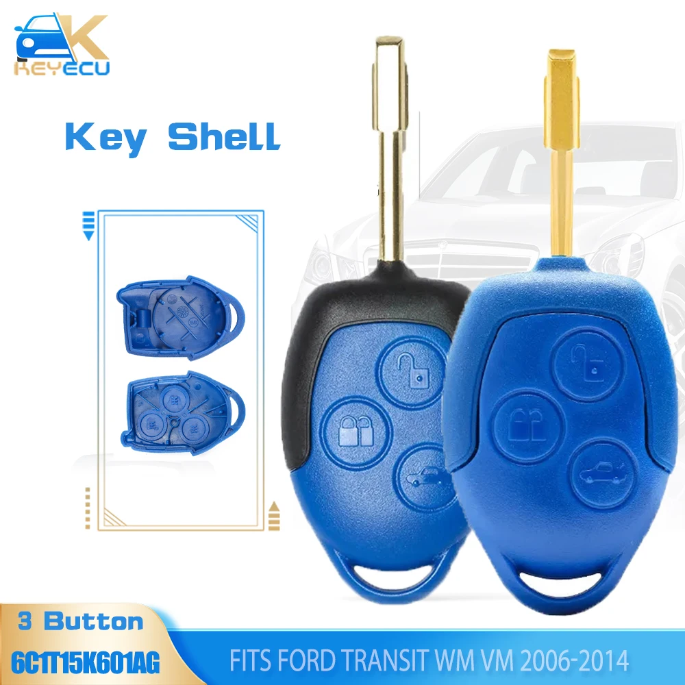 KEYECU Remote Key Shell Case FOB 3 Button for Ford Transit WM VM 2006 2007 2008 2009 2010 2011 2012 2013 2014 (FO21)