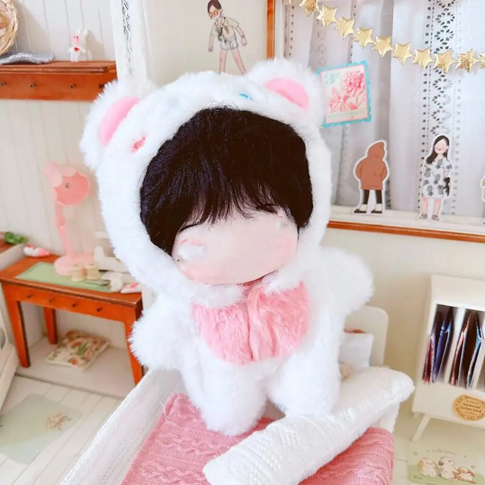 20CM Doll Clothes Plush Cartoon Animal Outfit Jumpsuits With Tail Fox Wolf Bear One-piece Garment Cotton Dolls Toy Accessories