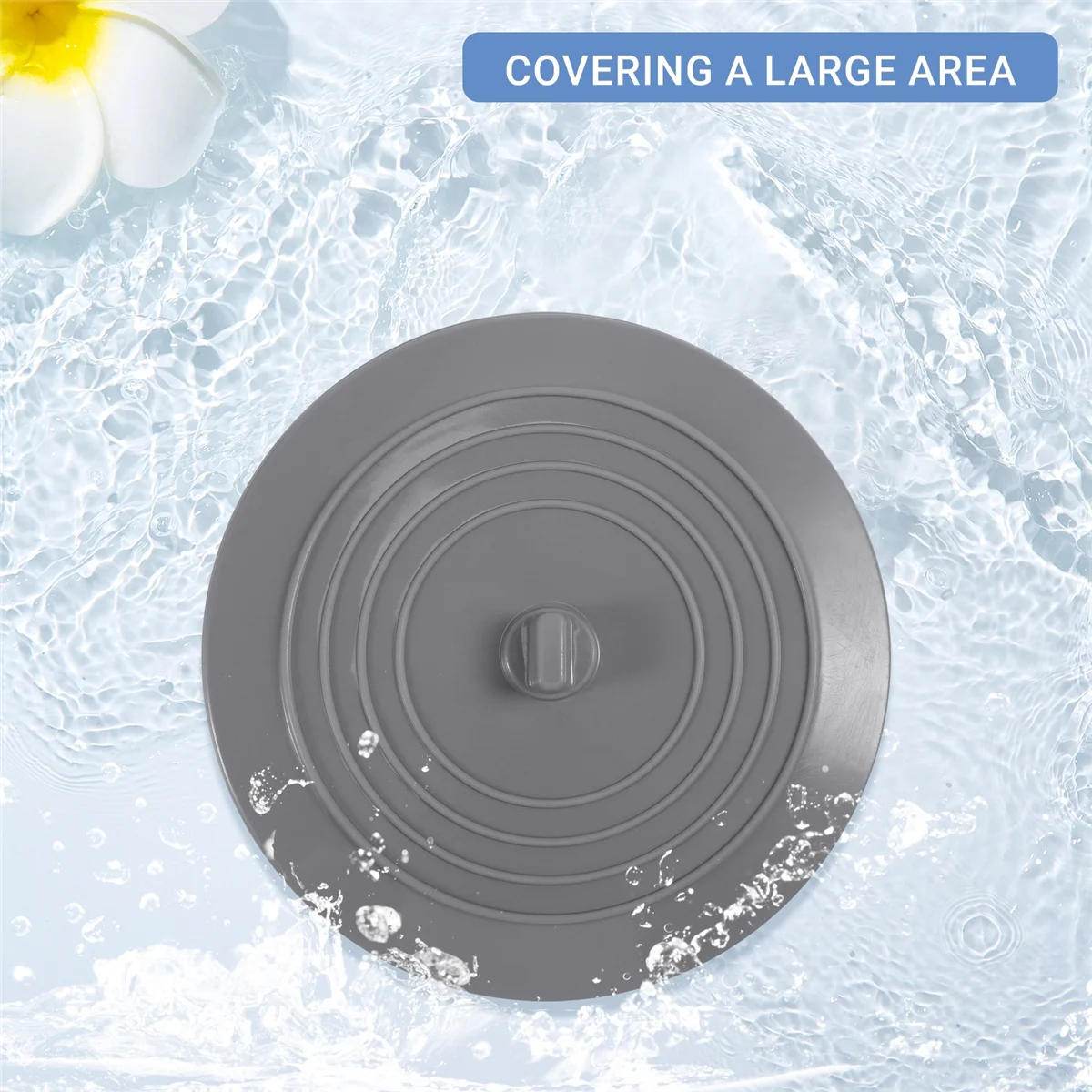 2 Pack Bathtub Stopper, 6 Inches Large Silicone Tub Stopper, Flat Suction Drain Covers, Bath Plug for Tub, Kitchens, Bathrooms