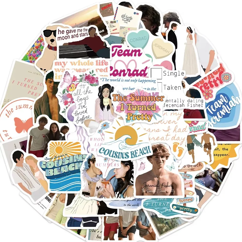 50 قطعة كارتون الصيف تحولت ملصقات جميلة حفلة عيد ميلاد هدية الكتابة على الجدران الحياة اليومية الأمتعة نافذة جدار زجاجة ماء