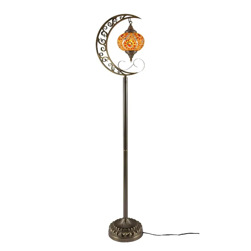 

Turkish style, handmade mosaic floor lamp, new design moon shape home decoration base