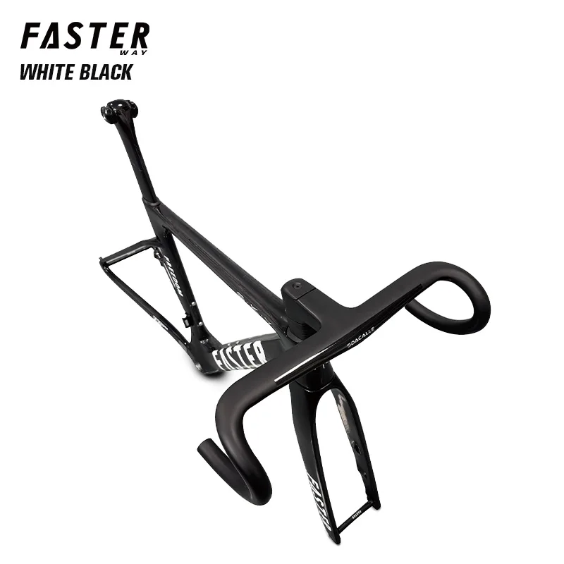 FASTERWAY Freedom كلاسيكي أسود الحصان إطارات الكربون دراجة الطريق الإطار مع شوكة Seatpost المشبك سماعة المقود 32C مكبح قرصي