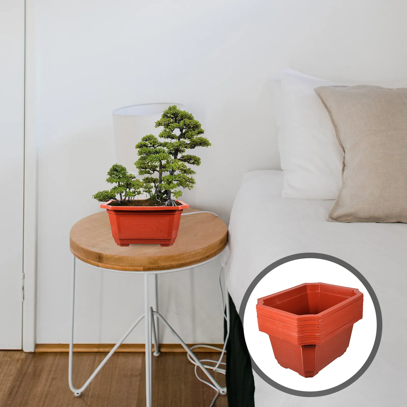 

10Pcs Rectangular Bonsai Pot Plastic Flowerpot for Succulents Ferns Indoor Office Home Decoration Reusable Lightweight Garden