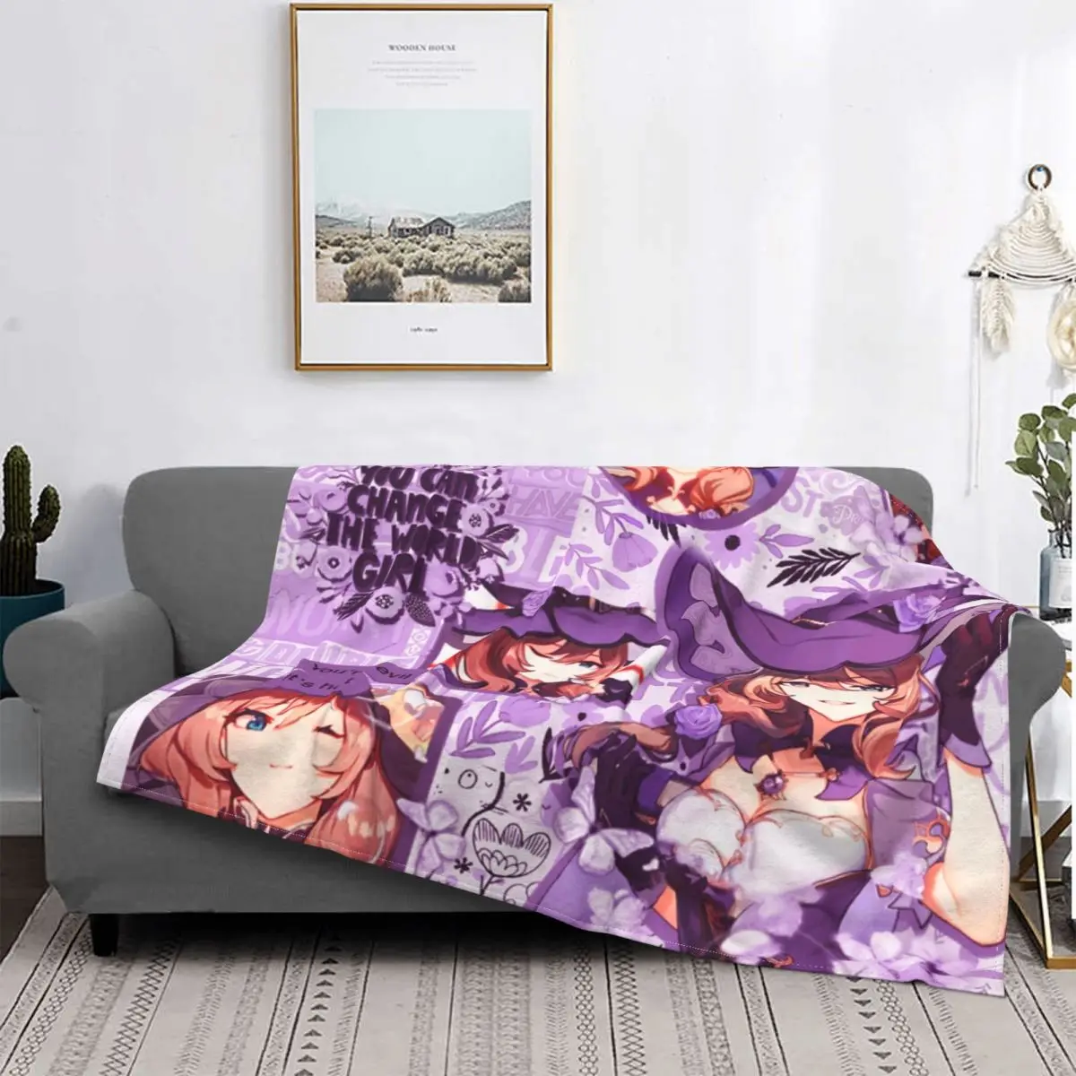 Lisa Genshin Impact Game Blanket Flannel Printed Multifunction Super Warm Throw Blanket for Bed Couch Plush Thin Quilt