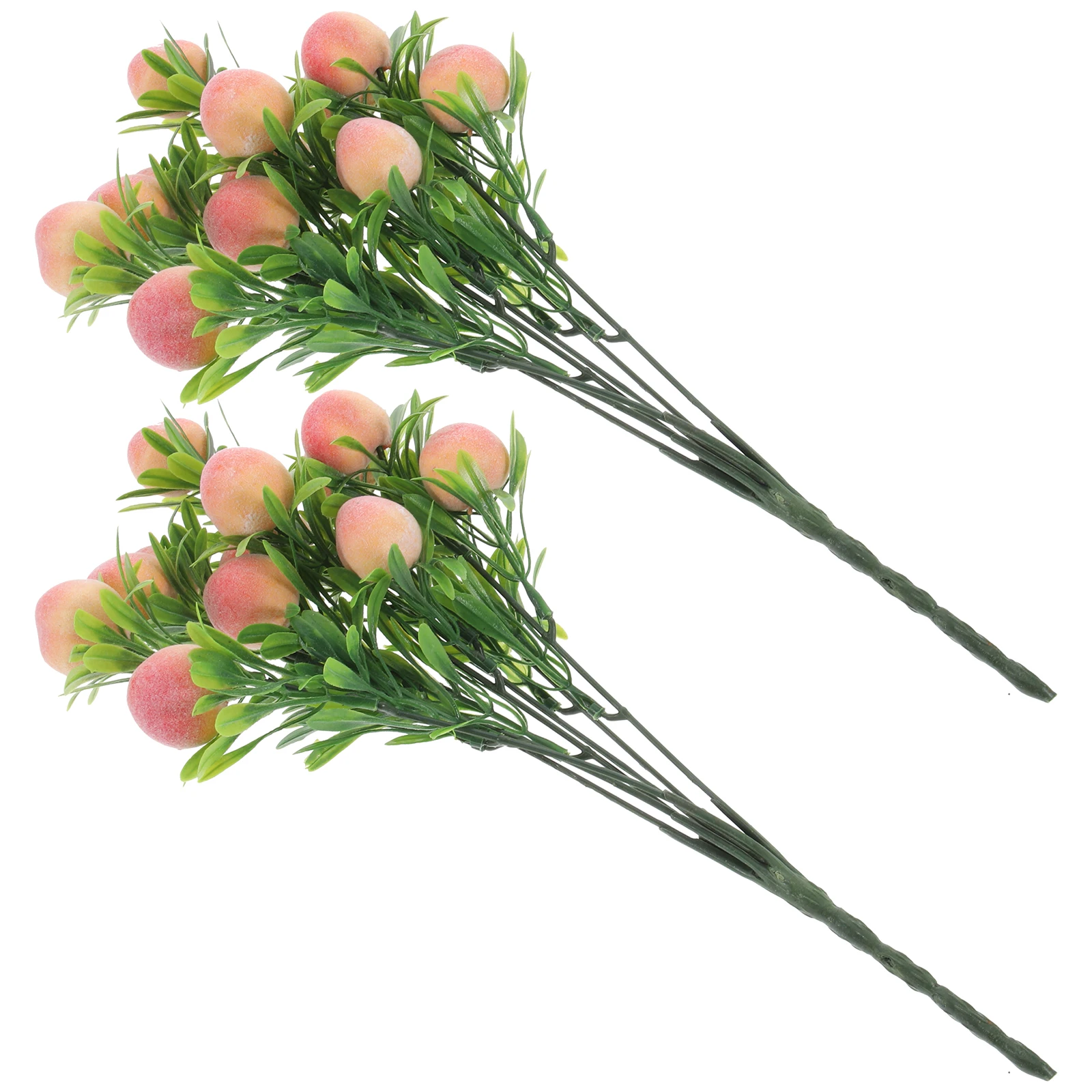 

2pcs Artificial Peach Branch Stems Fake Fruits Decor Pink Home nament Plastic TreeArtificial FruitDiyVivid Simulation Effect