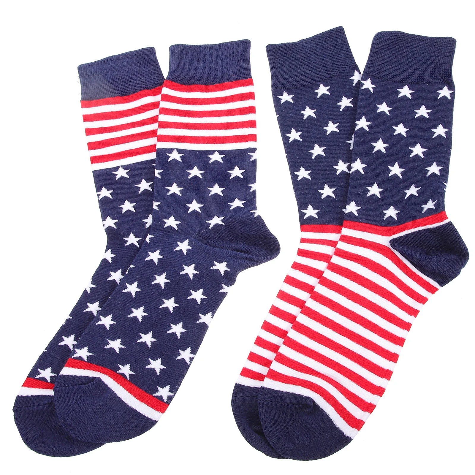 

2 Pairs American Flag Socks Cotton Mens Funky Over Knee Stockings for Men Women Independence Day Long Tube Gifts