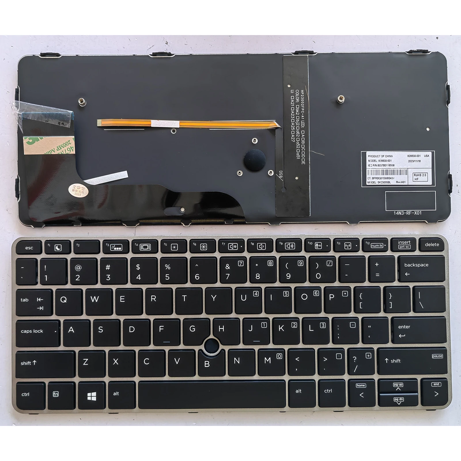

Keyboard HP EliteBook 820 G3 820 G4 725 G3 725 G4 US Backlit 826630-001 no Pointer
