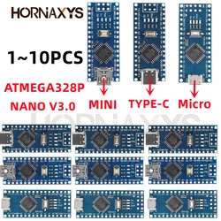 Mini / Type-C / Micro USB Nano 3.0 z ładowarką Nano kontroler kompatybilny z bootloaderem dla arduino CH340 sterownik USB 16Mhz ATMEGA328P