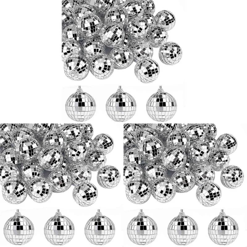 90 PCS Disco Mirror Balls 2 Inches Reflective Mirror Ball Hanging Ball For Christmas Tree Party Home Decorations