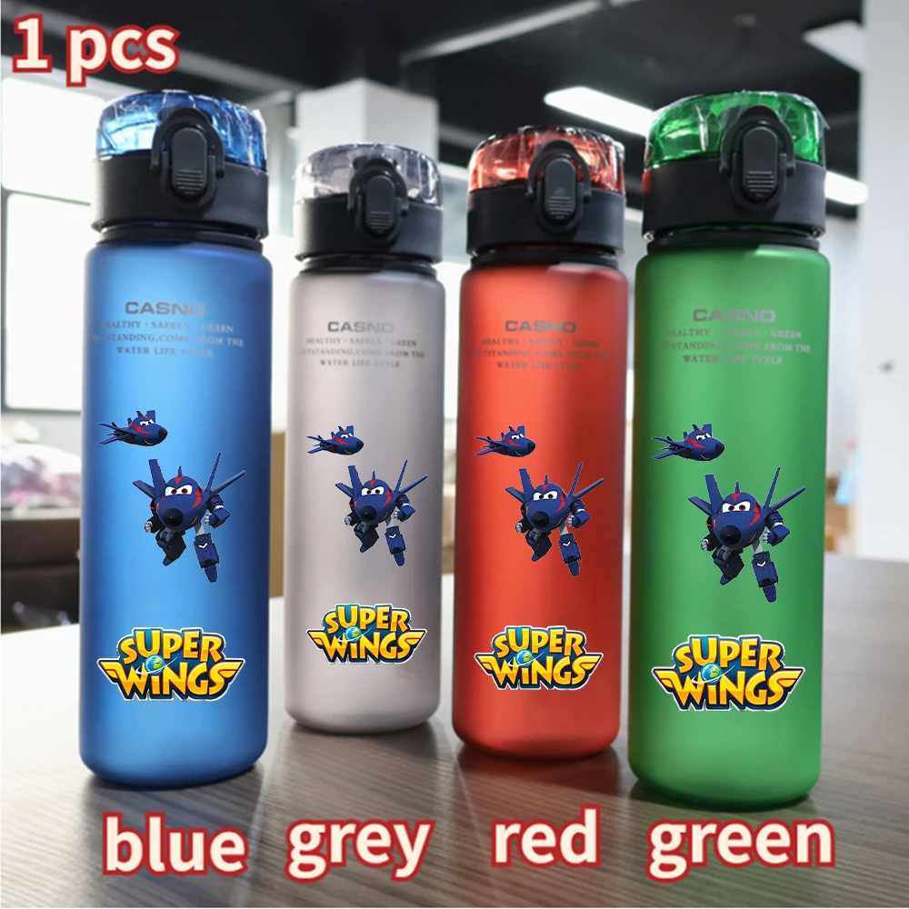 Super Wings 560ML Water Cup Jett Flip Astra Dizzy Large Capacity Portable Plastic Cartoon Adult Outdoor Sport Drinking Bottle