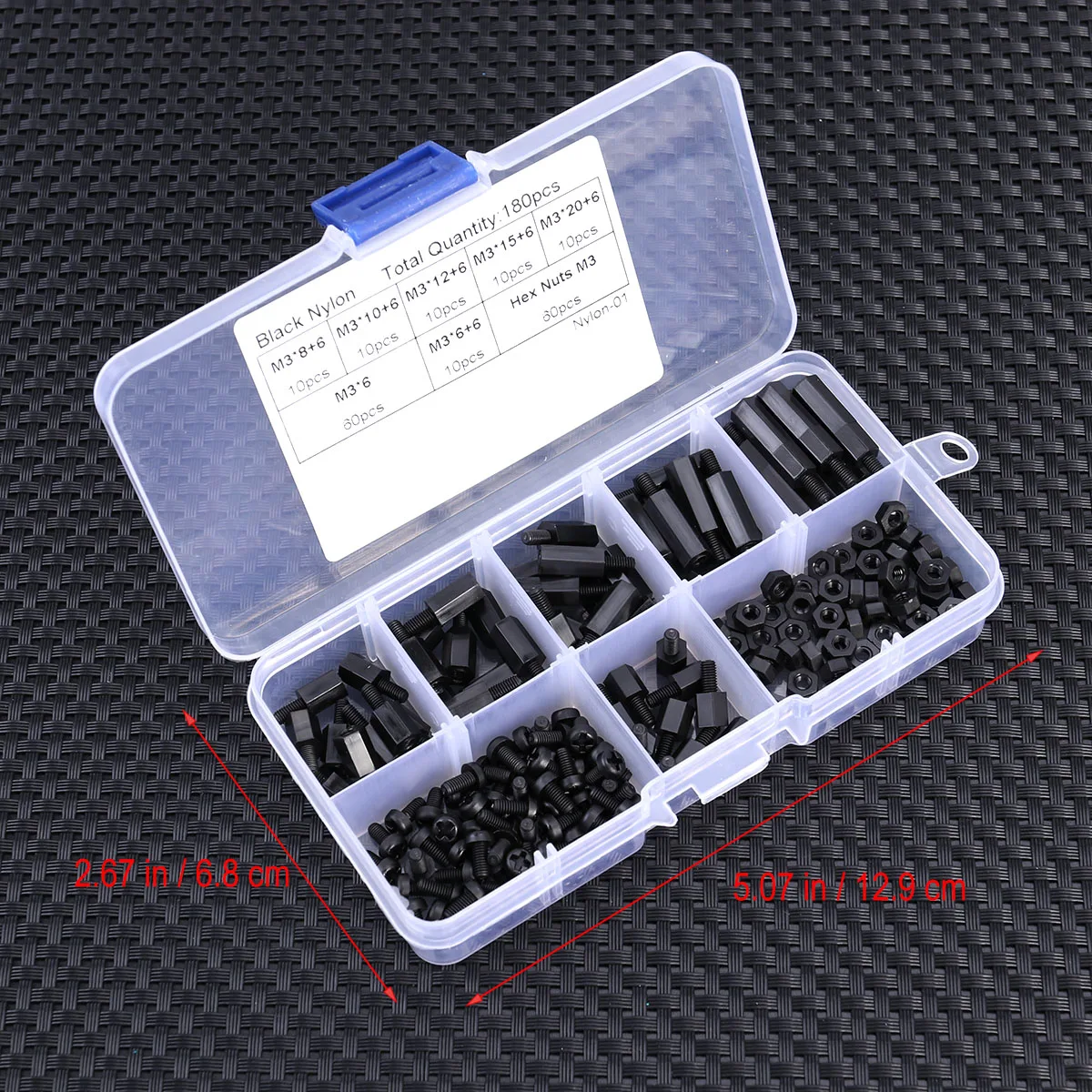 

180 Pcs Computer Installation Screw Set Nut Standoff Kit Nylon Screws Black Suite DIY