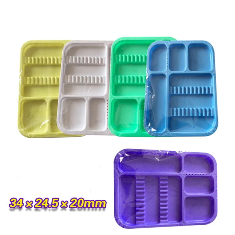 

Dental Split Management Trays Colorful Dentist Placement Box Dentistry Mouth Mirror Tweezer Storage Autoclavable Instrument Tray