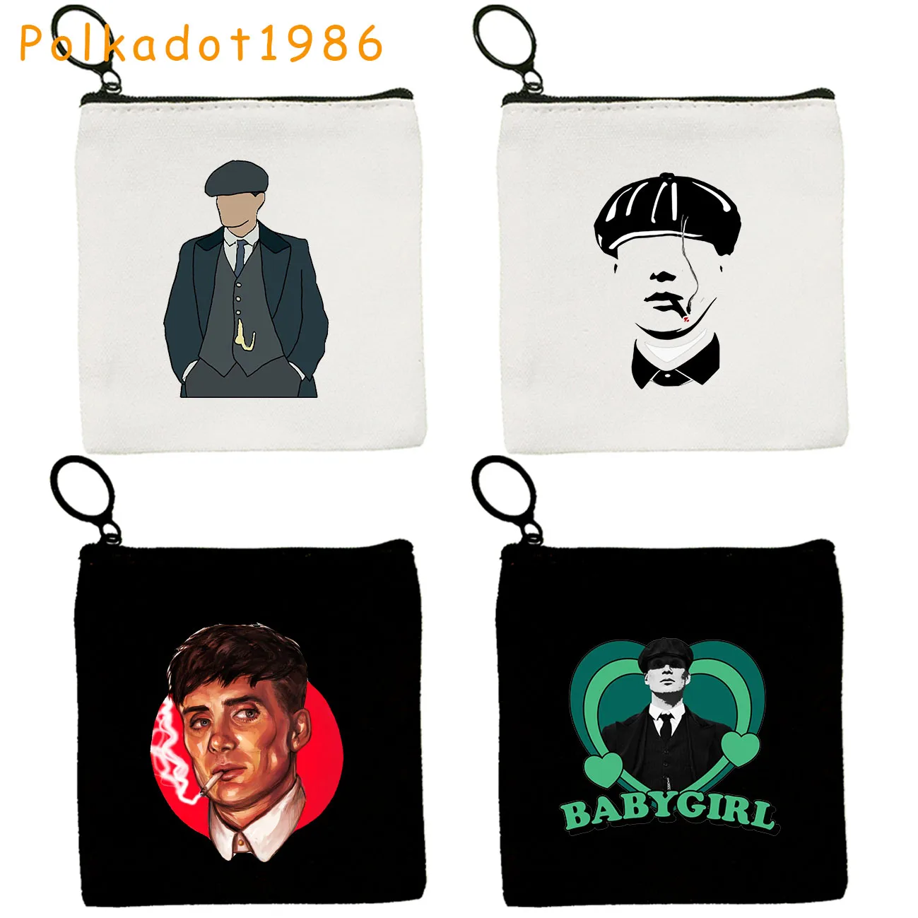 

Peaky Blinders Cute Fan Gifts Tommy Shelby Cillian Murphy Boys Low Poly Canvas Coin Purse Key Case Small Bag Wallet Zipper Pouch