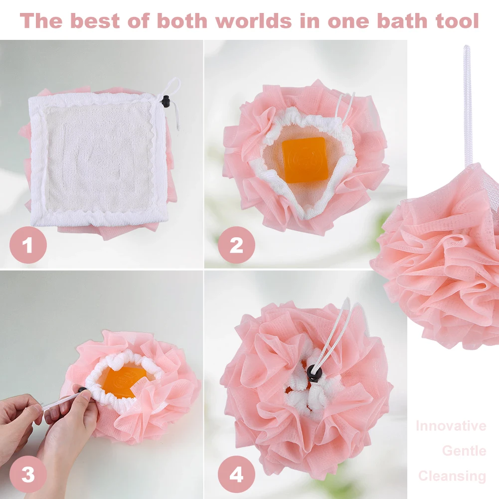 Large Bath Ball Soap Rich Bubble Bath Towel Can Hold Soap Scrubber Body Cleaning Mesh Shower Wash Sponge Bathroom Accessories
