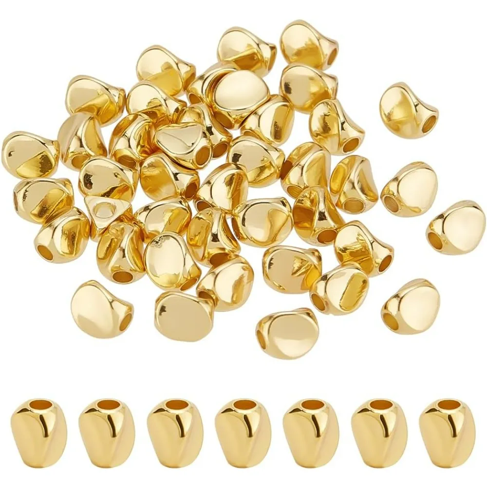 

50 Pcs Spacer Beads 4x4.5mm Brass Twist Beads Senmless Irregular Beads Metal Loose Beads Bulk for Necklace