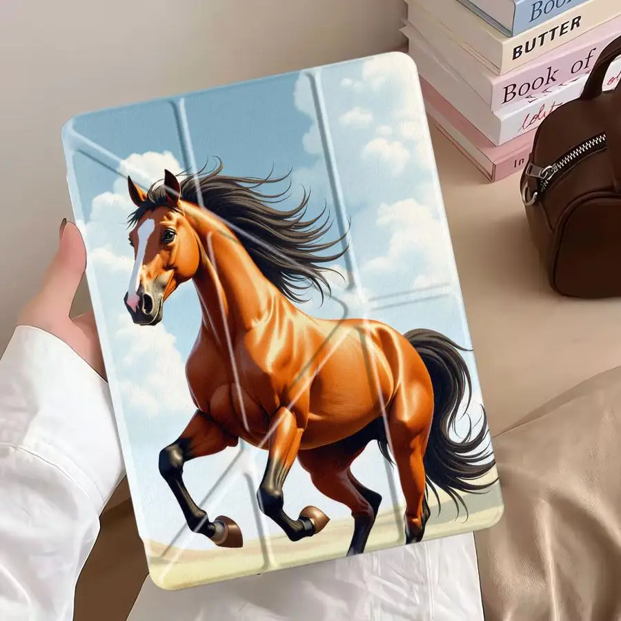 

Horse Running In Grassland Holder Cover Tablet Case For iPad Pro 11th 10th 9th 8th 7th 12.9inch Mini 6 7 Air 4 5 M3 M2 1 2 M4