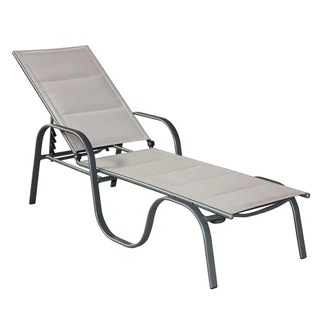 Poolside Durable Aluminum Stackable Textile Outdoor Folding Sunbed Padded Garden Lounge