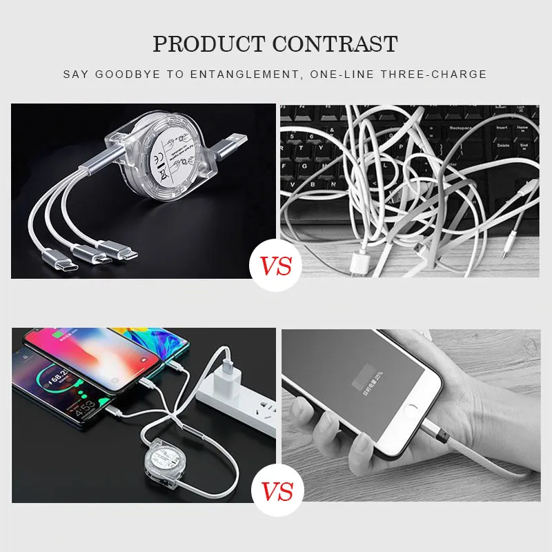 3 In 1 Micro USB Type C Charging Cable Multi Charger For Audi A1 A2 A3 A4 A5 A6 A7 A8 Q1 Q2 Q3 Q4 Q5 Q6 Q7 Q8 TT RS3 S5 B8 C6 B9