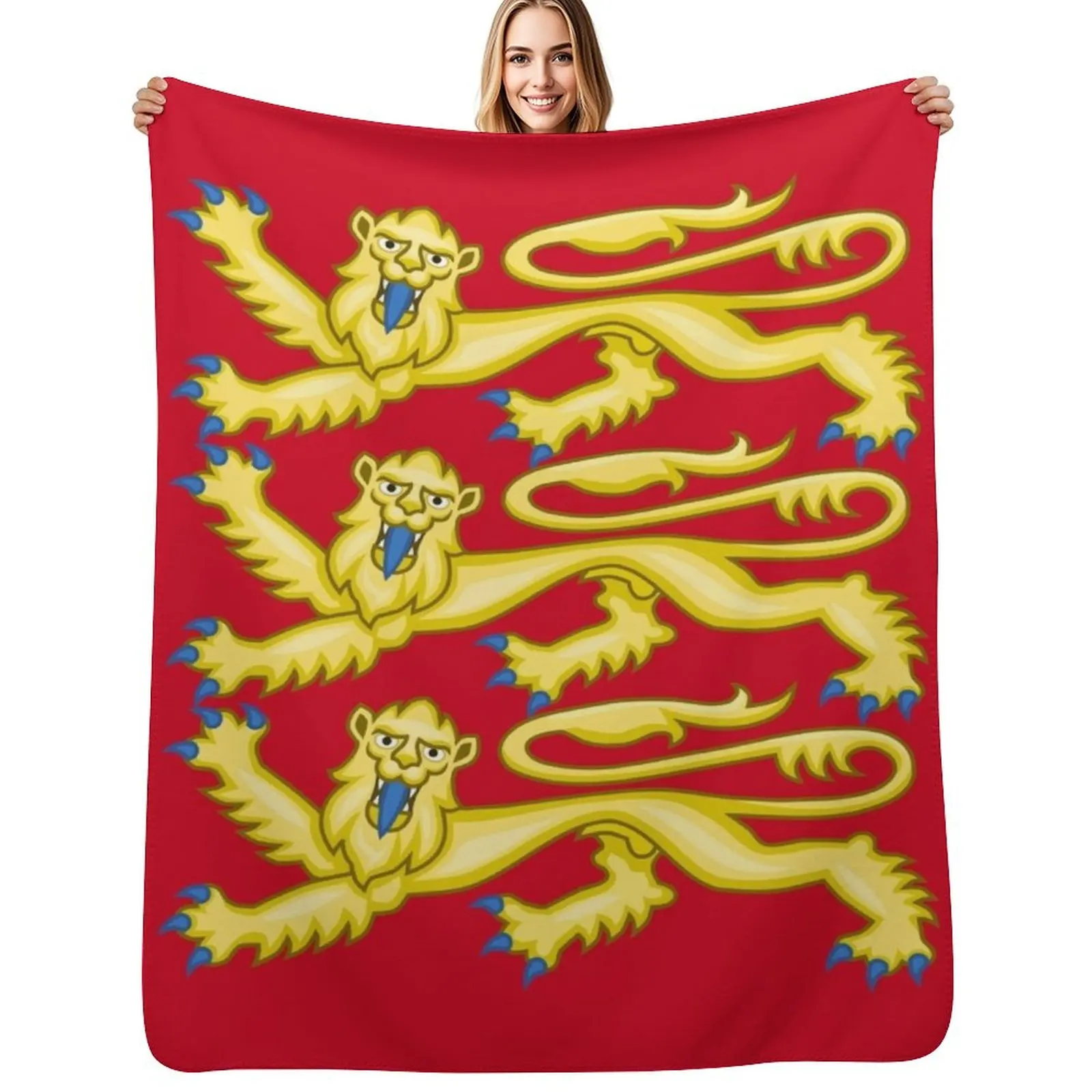 Plantagenet Arms of England Throw Blanket Travel Size Cozy Blanket for Plane Train